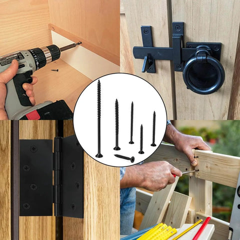 250 Piece Black Wood Screws Size 8 By 1 And A Quarter Inches Self Tapping Cross Drive for Home Decor and Furniture Projects