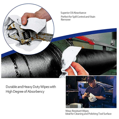 Applying Cleanroom Wipes 12x12 Nonwoven 55 Percent 45 Percent Cellulose Polyester Bag 150 on industrial surface for cleaning