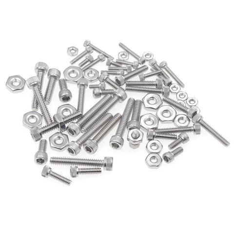Durable 304 Stainless Steel Hex Socket Head Cap Screws With Nuts Set 360 Piece Assortment Sizes 2-56 4-40 6-32 UNC