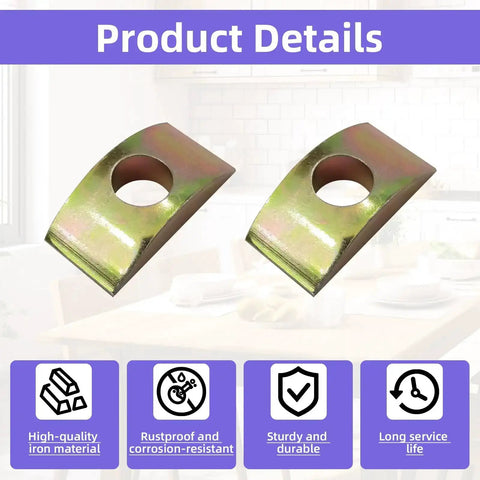 Close-up of two solid iron lock washers from 40 Piece M8 Half Moon Nut Washers Set With Solid Iron Lock Washers Spacers For Furniture Hardware Indoors And Outdoors Waterproof Rust Proof Chlorine Resistant Easy To Install And Built To Last.