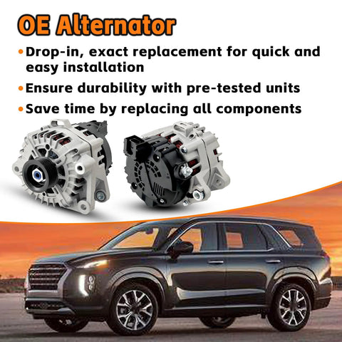 Beefed-Up Alternator 180 Amp 13.5V High Output CW Rotation Replacement For Hyundai Palisade 2020 2023 3.8L and Kia Telluride