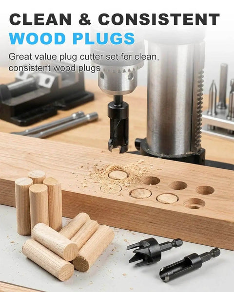 Durable Wood Plug Cutter Set For DIYers And Pros, 8 Pack With Straight And Tapered Bits Creating Wood Plugs In Drilling Machine