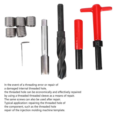 10 Piece Thread Repair Kit M18x1.5 Stainless Steel Insertion Tool Set with Thread Inserts, Tap, Breaker, Hex Wrench, and Case
