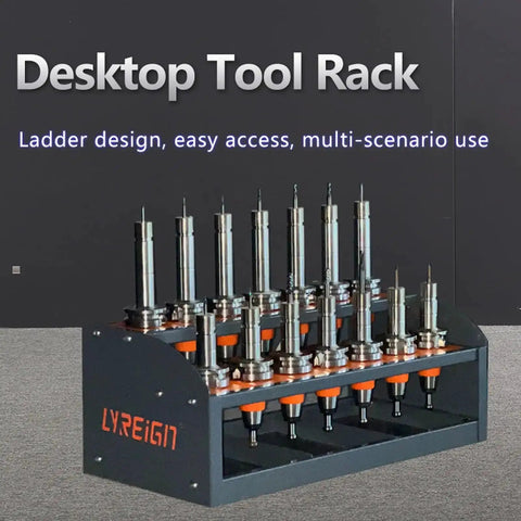 Cat 50 CNC Tool Cart With Desktop Tool Holder showing ladder design for easy access to CNC tool holders