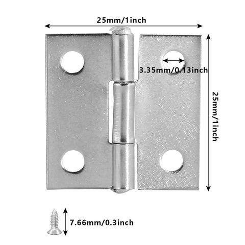 Piutouyar 6-pack 1-inch 304 stainless steel butt hinges with mounting screws for boxes, gates, drawers