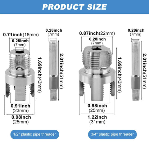 2 In 1 Pipe Threading Tool For Internal And External Threads With Dual End One Half Inch NPT And Three Quarter Inch NPT Dies sizes