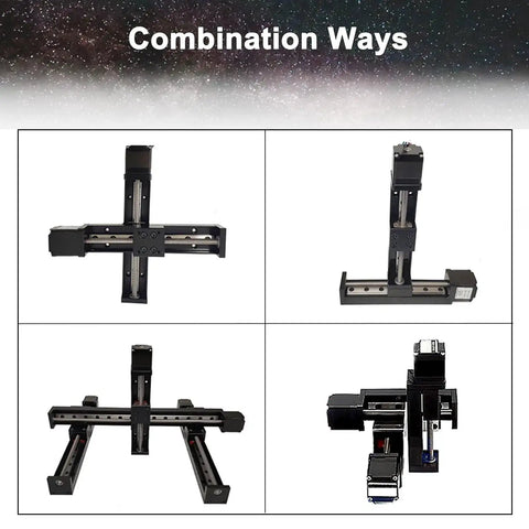 Combination views of 2 Inch Stroke Mini Linear Rail Stage Actuator Beefy For DIY CNC Router X Y Z Motion 50mm Travel 24VDC