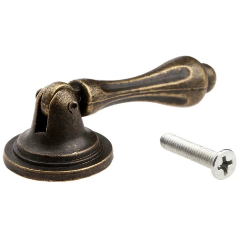 Antique Bronze Zinc Alloy Drawer Cabinet Pull Handle Knob Set of 4 2.36 Inch Length Durable Metal Hardware front view with screw