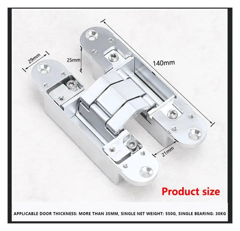 Black Invisible Door Hinge 180 Degree Hidden Folding Hinge With Three Dimensional Adjustable Design For Quiet Smooth Operation