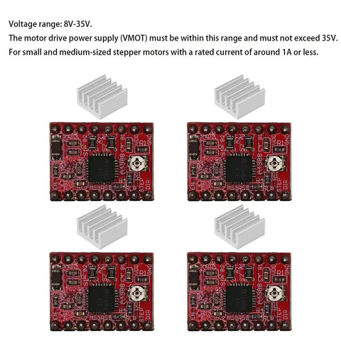 Four Pack Stepper Motor Driver Modules With Heatsinks For 3D Printers Reprap Arduino CNC Engraving Machines Plug And Play Setup
