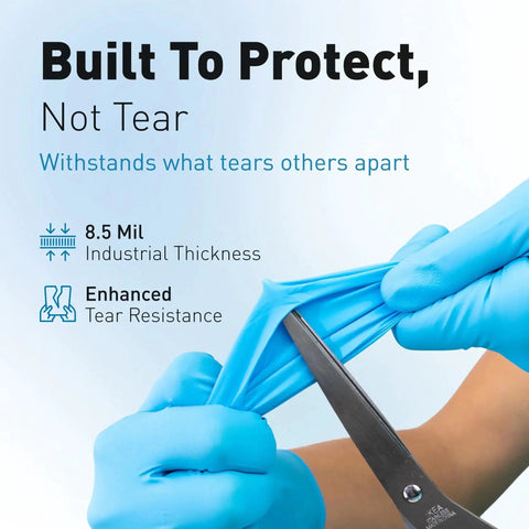Disposable Nitrile Gloves Waterproof Dishwashing And Cooking Chemical Resistant, blue gloves resisting scissors cut.