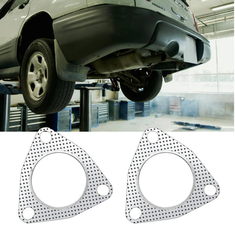 Exhaust flange gasket pair, 2.5 inch (63.2mm), graphite with fire ring, 3-bolt, replacement