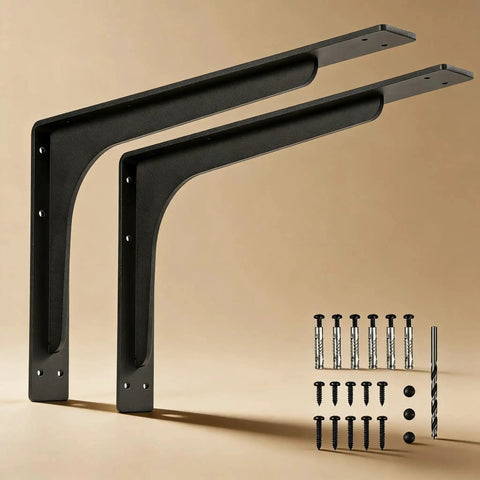 Heavy Duty L Shape Shelf Brackets Pack Of 2 Strong Metal Shelf Supports With 300lbs Max Load shown with screws