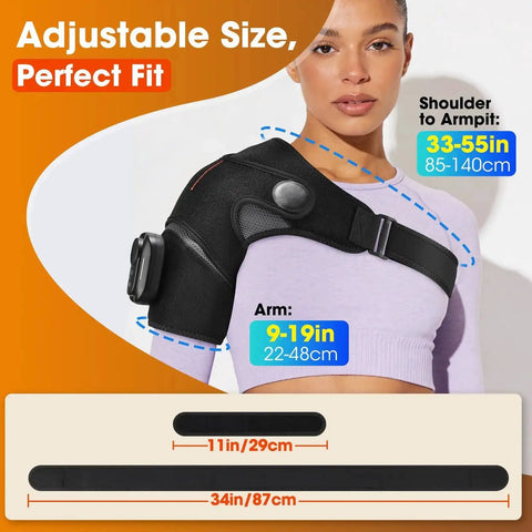 Cordless Shoulder Heating Pad With Massage And Remote Control For Real Relief From Rotator Cuff Pain adjustable fit on model