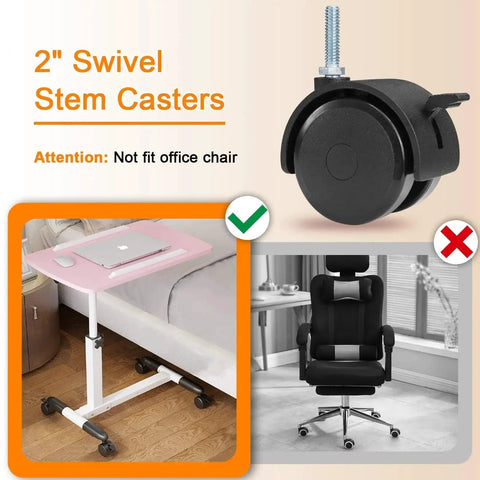 2 Inch Swivel Stem Casters With Locking Brakes For Furniture And Shelves AAGUT Black Replacement Caster Set shown not for office chairs