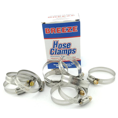 Breeze hose clamps, 10-pack 62028H Power Seal, stainless steel with plated screws, fits 1-5/16 in to 2-1/4 in hoses