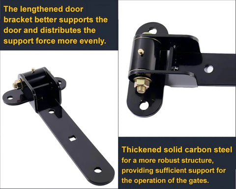 Heavy Duty T-Strap Gate Hinges 2 Pack, 900 Lb Load Capacity, 13 Inch Length, Thickened Solid Carbon Steel, side view