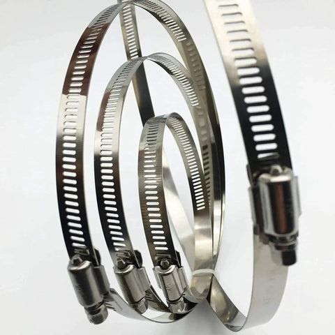 6 Pieces Adjustable 304 Stainless Steel Worm Gear Hose Clamps Set For Water Pipes And Ducting, varying sizes 4 to 6 inch