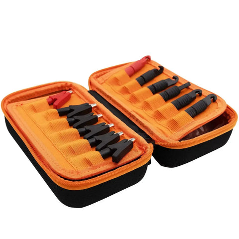 Low Voltage Fused Multi Jumper With Selector Switches For Thermostat Bypass And Quick Fix Short Cycle Prevention In 0 To 30 VAC DC Systems Includes Spade Adapters in orange carrying case