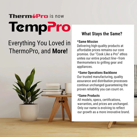 Office space with TempPro sign and information board about company mission and product consistency.