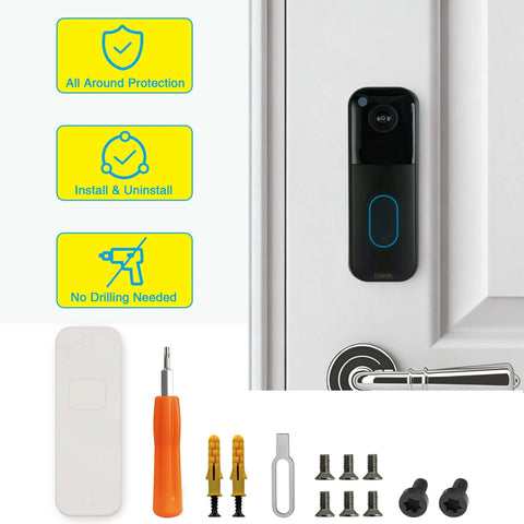No Drill Adhesive Doorbell Mount With Metal Anti Theft Backplate For Video Doorbell Gen 1 And Gen 2 installed on door
