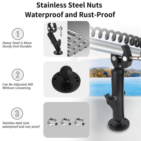 Stabilizer Mount For Trolling Motors Reduces Bounce And Vibration On Rough Rides 360 Degree Adjustable Bracket With Non Slip Silicone Cap