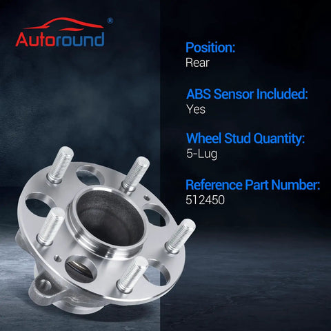 Rear Wheel Bearing And Hub Assembly For Honda Civic 2013 2014 2015 - 5 Lug With ABS - Fits EX EX-L Si DX SE - Rear Left Or Right