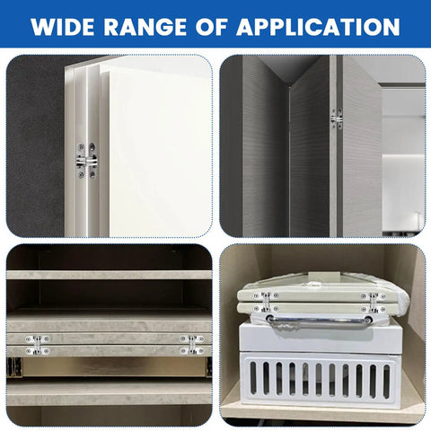 Hidden Cabinet Hinges 1-3/4 Inch 180 Degree Invisible Cross Swing No Visible Hardware Frameless Cabinets With Screws Zinc Alloy 6 Pack