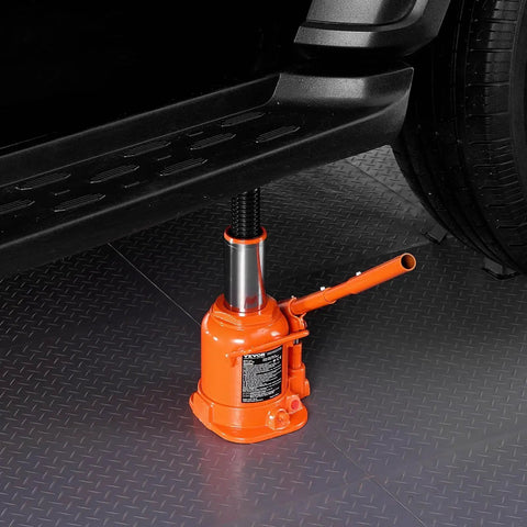 20 Ton Low Profile Hydraulic Bottle Jack With 6.69 To 12.6 Lift And Long Handle lifting SUV for maintenance.