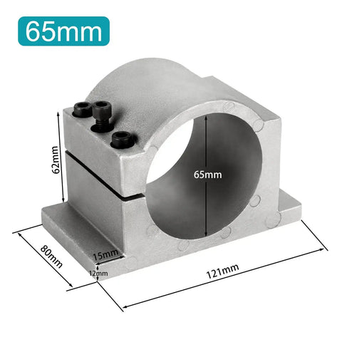CNC Clamp Mount Bracket Support For 65mm Spindle Motors 0.8KW Or 1.5KW Cast Aluminum Construction Industrial Grade With 3 Screws visible