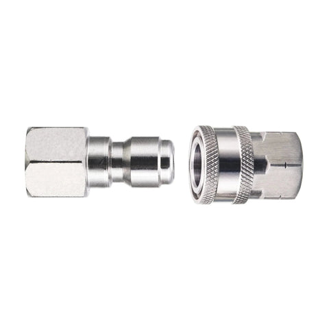 Stainless Steel Quarter Inch Quick Connect Plug To Female NPT Fittings For Pressure Washers 5000 PSI Heavy Duty Corrosion Resistant 2 Pack