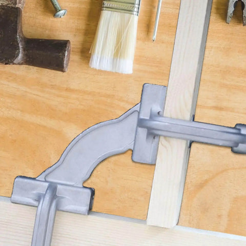 Heavy Duty Stainless Steel Pipe Clamp Fixture With 90 Degree Corner Squares Adjustable Magnetic Alignment Tool in use on wood