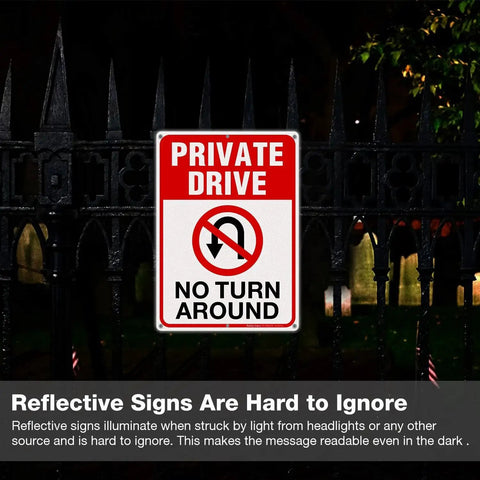 Private Drive Sign No Turnaround Sign for Driveways 14x10 Inches Reflective Rustfree Aluminum Weather Resistant