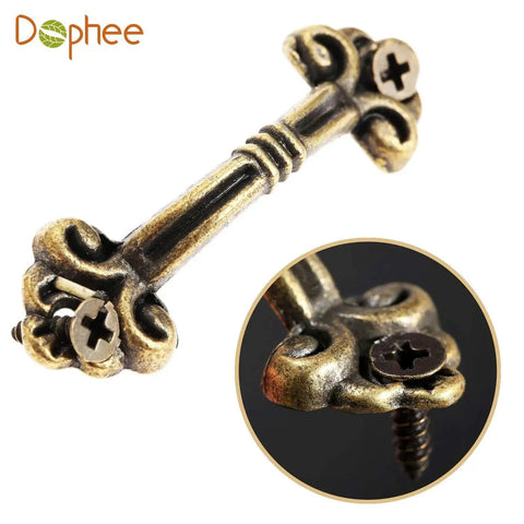 12 Pieces Antique Brass Drawer Pulls For Jewelry Boxes And Small Chests, Vintage Decorative Cabinet Handles Knobs With Mounting Screws