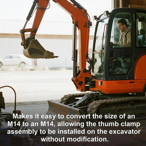 Mini hydraulic excavator with orange body and attached bucket, operator seated in cab on a job site.