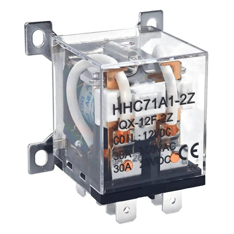 Heavy Duty 12V DC Relay Pack of 2 With 8 Pin Coil, 30A DPDT, 2NO and 2NC Contacts, Flame Retardant Housing for power switching