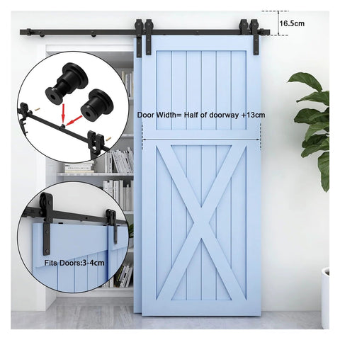 Heavy Duty Bypass Sliding Barn Door Hardware Kit For Double Doors Track Bent Hanger System With Anti Jump Block And Floor Guide
