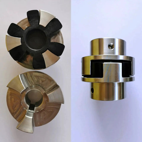Two Piece L090 L095 Jaw Coupling Inserts For L Jaw Couplers Flexible NBR Rubber Center Inserts Built For Industrial Machinery And Automation Applications 22 Mm Bore 53 Mm Outer Diameter Two Pack By Uxcell, showing top and side views