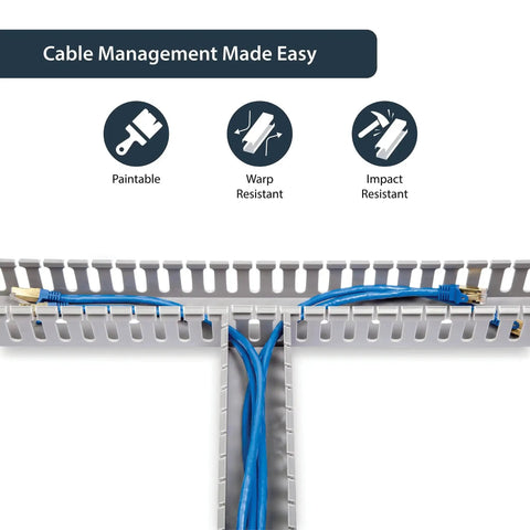2x2in Open Slot Cable Raceway Duct With Cover For Server Racks illustrating cable management