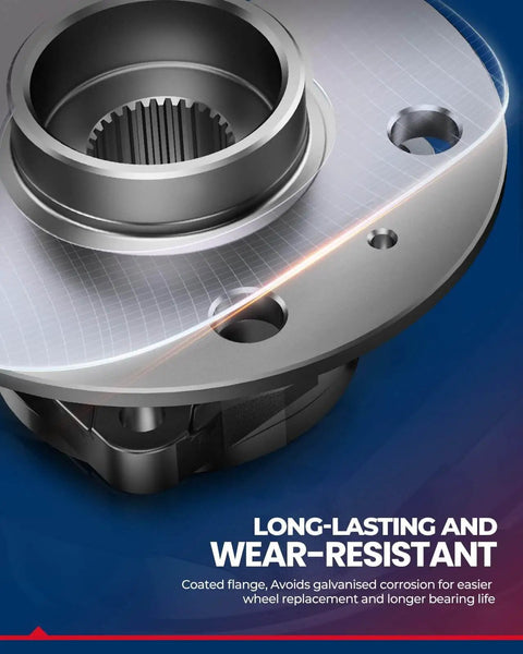Close-up of Pair Front Wheel Hub and Bearing Assembly for 1997-2006 Buick Pontiac Oldsmobile and Chevy Models (5-Lug w/ABS)