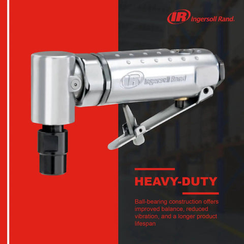 Lightweight One Quarter Inch Right Angle Air Die Grinder With Twenty One Thousand RPM, Ball Bearing Construction, Aluminum Housing