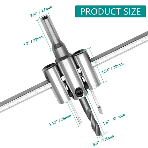 Adjustable Hole Saw Circle Cutter For Drywall Wood And Plaster, 1 3/16 To 11 3/4 Inches, Heavy Duty Drill Bit Tool