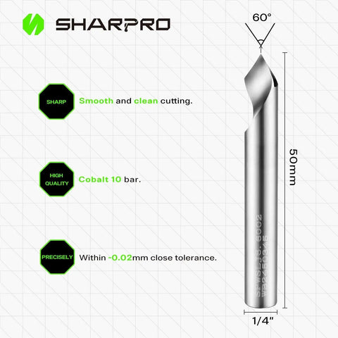 Chamfer Router Bit With V Groove O Flute 60 Degree Quarter Inch Shank CNC Carbide Engraving Bit For Wood Plastic Acrylic PVC