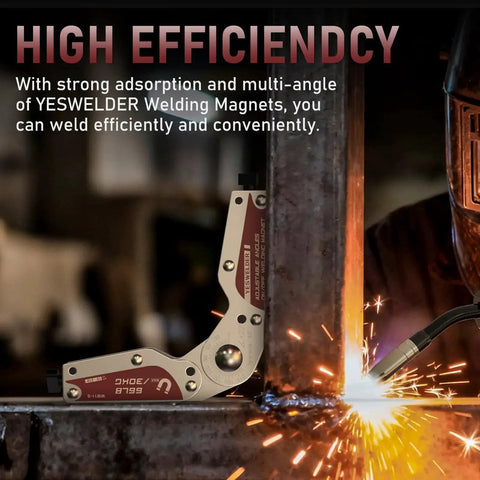 Adjustable Angle Welding Magnet With 20 To 200 Degree Range 66 Pound Holding Power Magnetic Welding Holder on beam