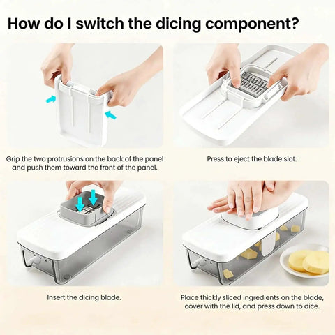 Switching components on Must Have 8 In 1 Vegetable Chopper And Mandoline Slicer With Container And 8 Blades