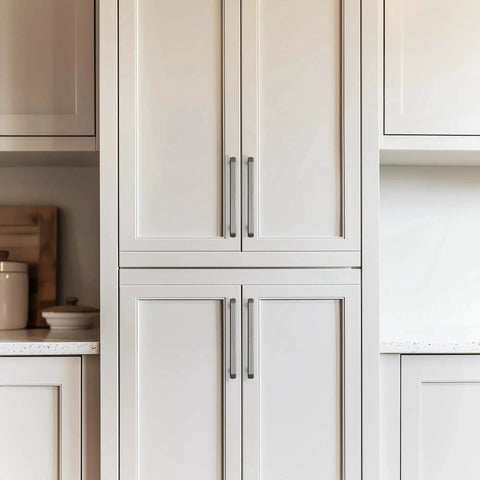 Weathered Nickel Cabinet Pulls, 5 Inch Length, 128mm Screw Spacing, 10 Pack, silver handles on white kitchen cabinets