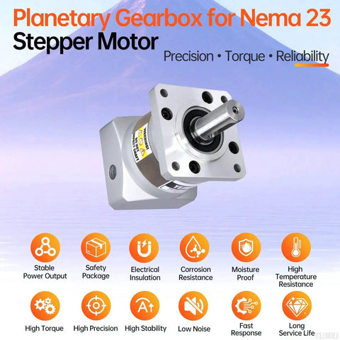 10 To 1 Planetary Gearbox For Nema 23 Stepper Motor With 31mm Input Shaft and 60 To 74mm Body Length Backlash 15 Arcmin