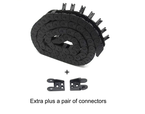 Open Type Cable Drag Chain 1 Meter Black Plastic Internal 10x11mm External 15x18mm For 3D Printers And CNC Machines with connectors