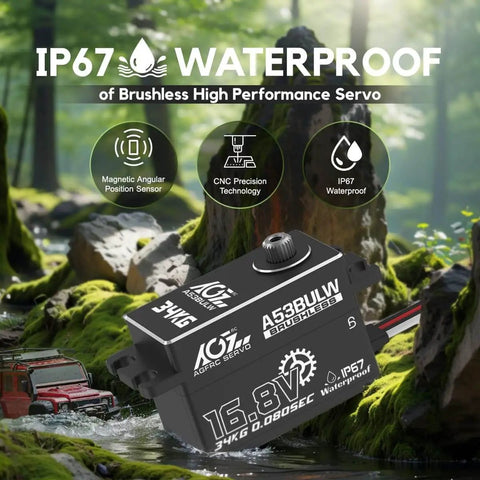 Beefy 34Kgcm High Torque RC Steering Servo Waterproof Low Profile For 1 To 10 Scale RC Cars with 16.8V power in forest setting
