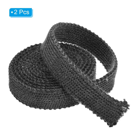 Two-pack flat graphite fiberglass high-temp stove gasket rope, 1in x 1/8in x 73in, black